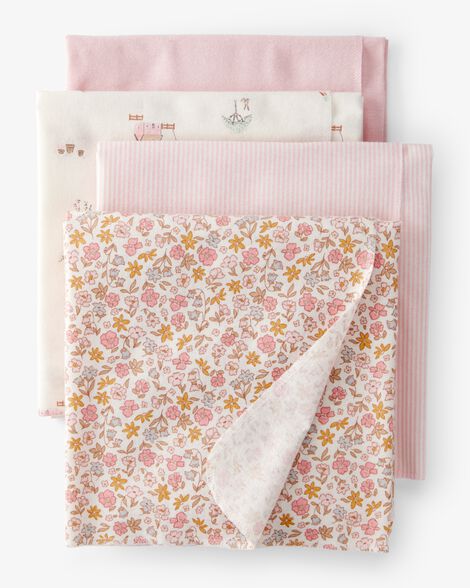  Product image 1 of Baby 4-Pack Floral Receiving Blankets - Pink