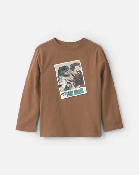 boys dinosaur bros long-sleeve graphic tee - brown