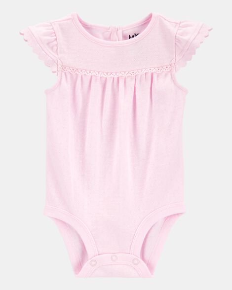 Baby Pointelle Short-Sleeve Bodysuit - Pink