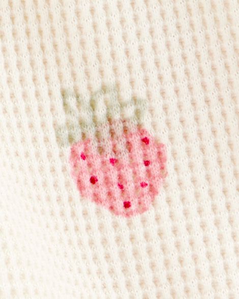  Product image 2 of Toddler Strawberry Print Waffle Knit Shorts - Ivory