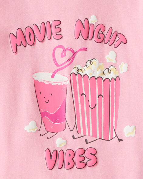 Product image 3 of Girls Movie Print 100% Cotton Long-Sleeve 4-Piece Pajamas - Black/Pink