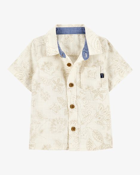  Product image 1 of Baby Tropical Paisley Cotton Short-Sleeve Top - Cream