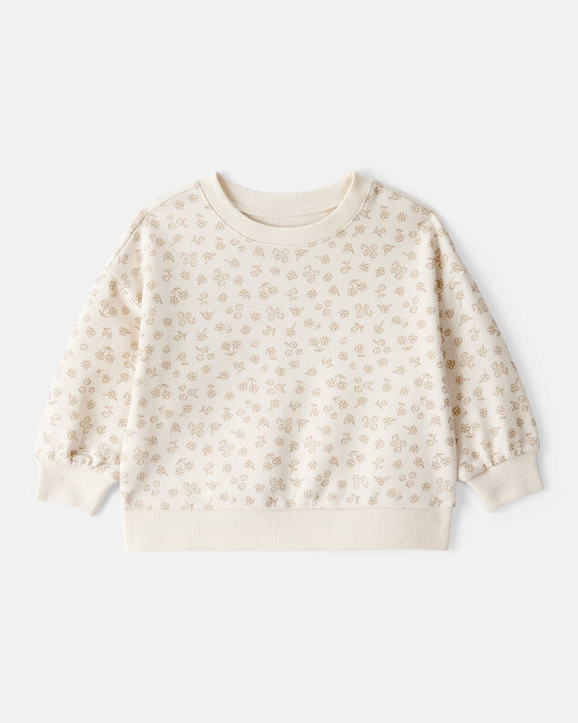 Product image 1 of Baby Girl Floral Print French Terry Long-Sleeve Pullover Sweatshirt - Ivory