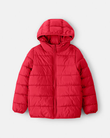 boys midweight packable puffer - red