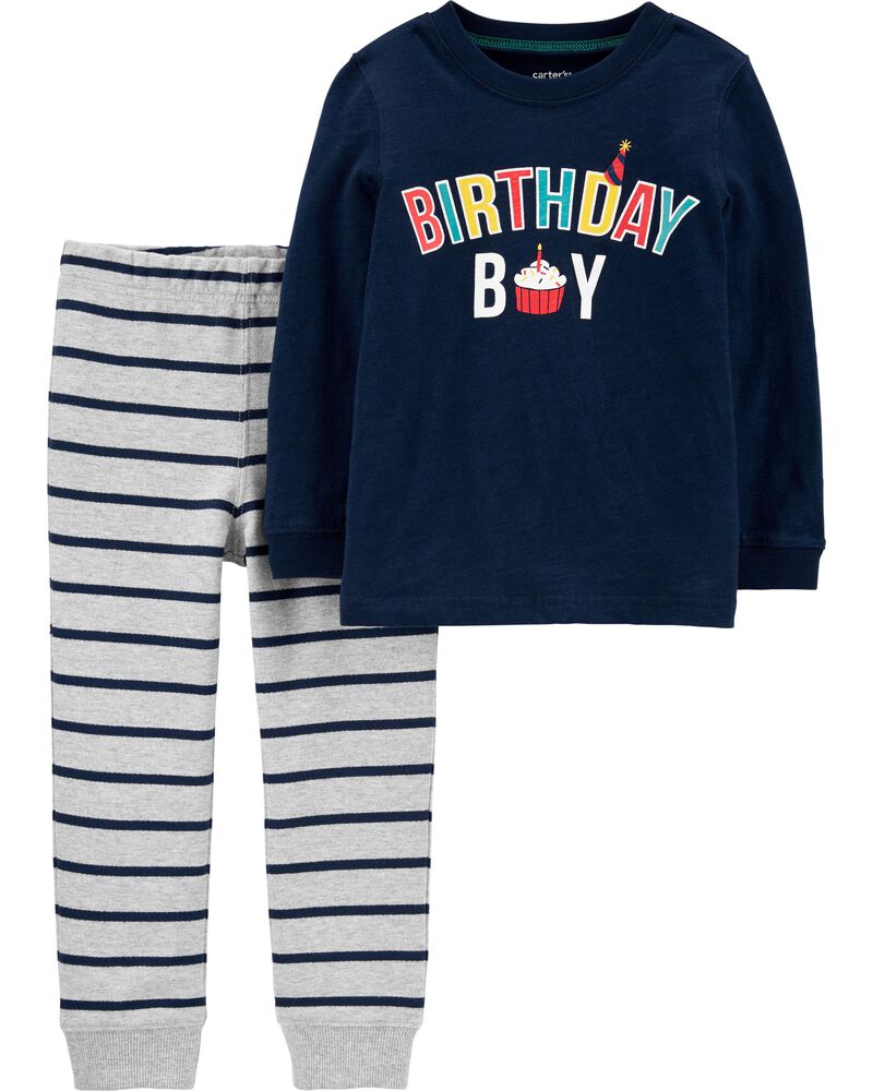 2 Piece Birthday Boy Slub Jersey Tee Striped Jogger Set Carters Com