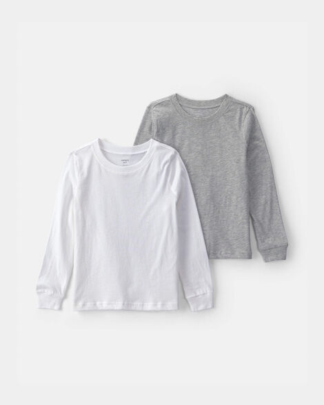 boys 2-pack long-sleeve undershirts - grey/white