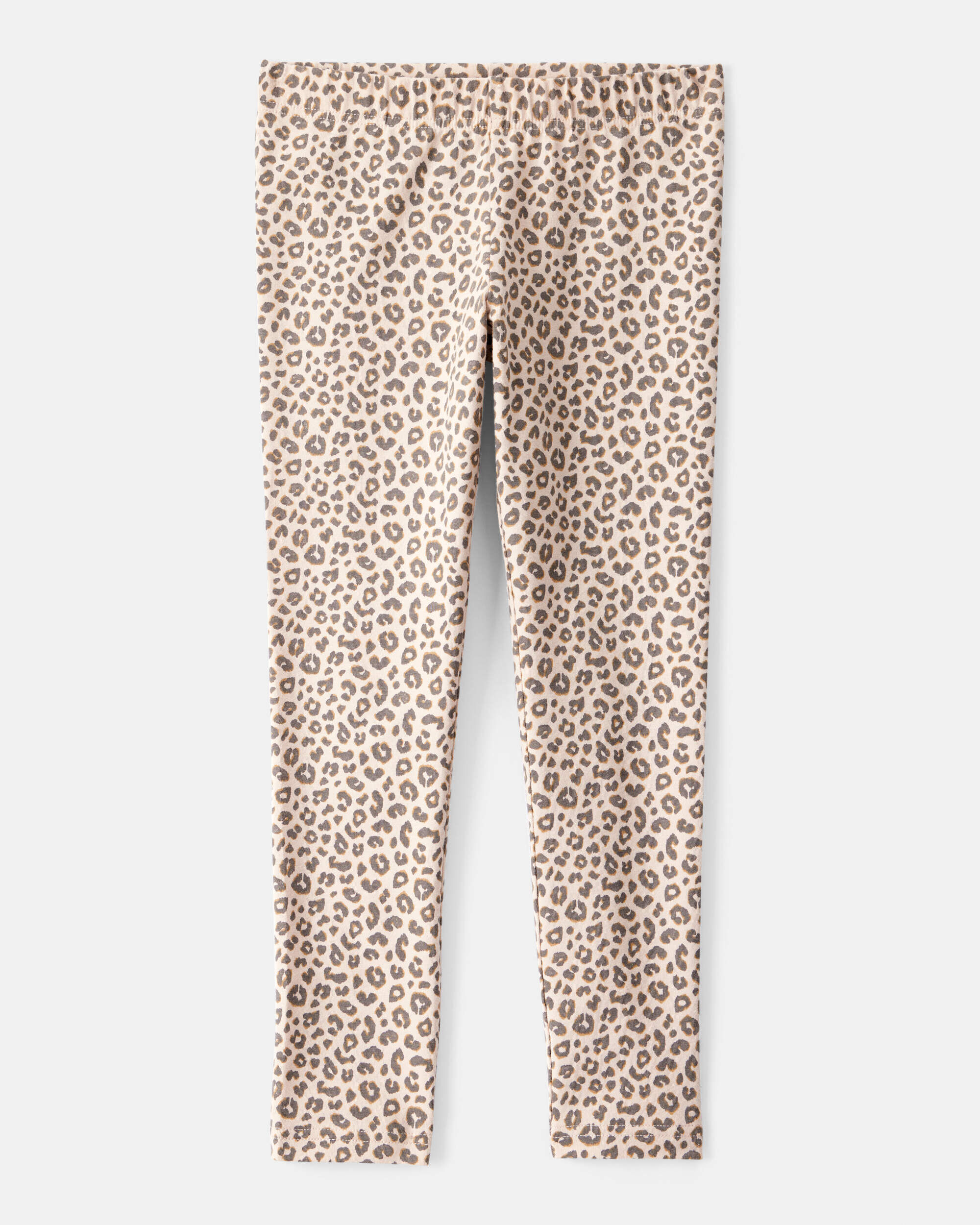 Kid Cotton Leopard Stretch Leggings - Brown