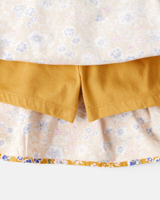 Product image 2 of Kid 2-Piece Button-Front Cardigan & Floral Skort Set - White/Gold