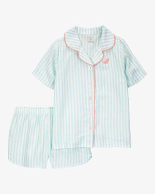Product image 1 of Kid Striped Loose Fit 2-Piece Pajamas - Mint