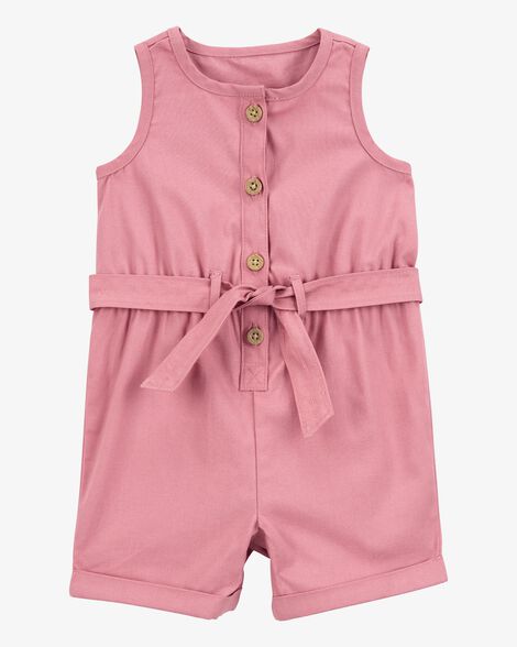  Product image 1 of Baby Sleeveless Canvas Romper -Pink
