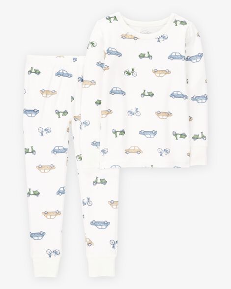  Product image 1 of Toddler Car Print PurelySoft 2-Piece Pajamas - Ivory