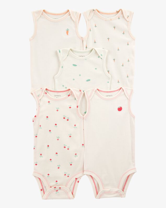 Product image 1 of Baby 5-Pack Vegetables Sleeveless Bodysuits - Ivory