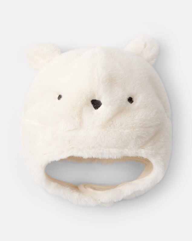 Product image 2 of Baby Polar Bear Winter Trapper Hat - White