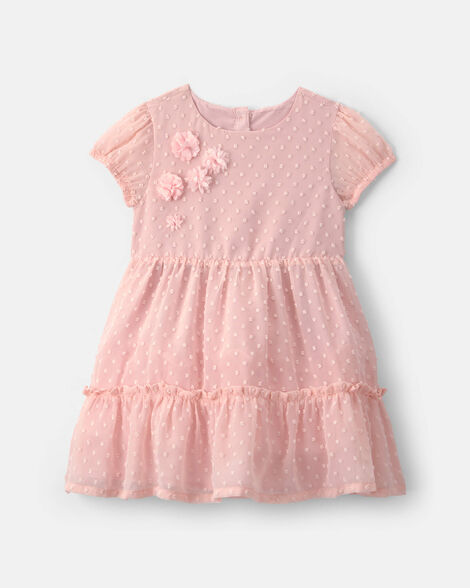 toddler swiss dot occasion dress - pink