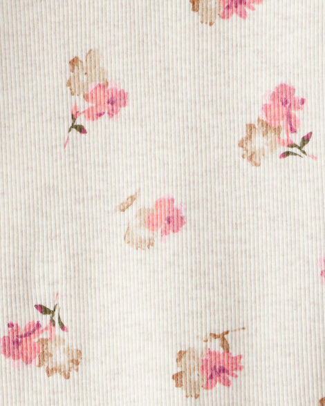 Product image 2 of Baby Girl Floral Print Cotton Long-Sleeve Henley Top - Cream