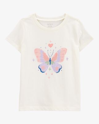 Product image 1 of Toddler Butterfly Short-Sleeve Graphic Tee - White