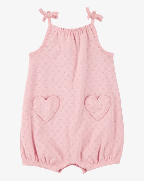  Product image 1 of Baby Heart Pockets Cotton Romper - Pink