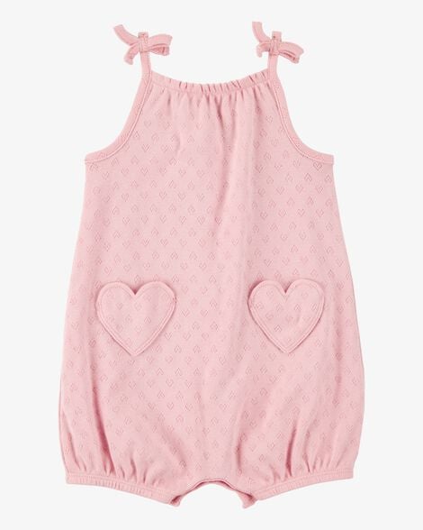 Product image 1 of Baby Heart Pockets Cotton Romper - Pink