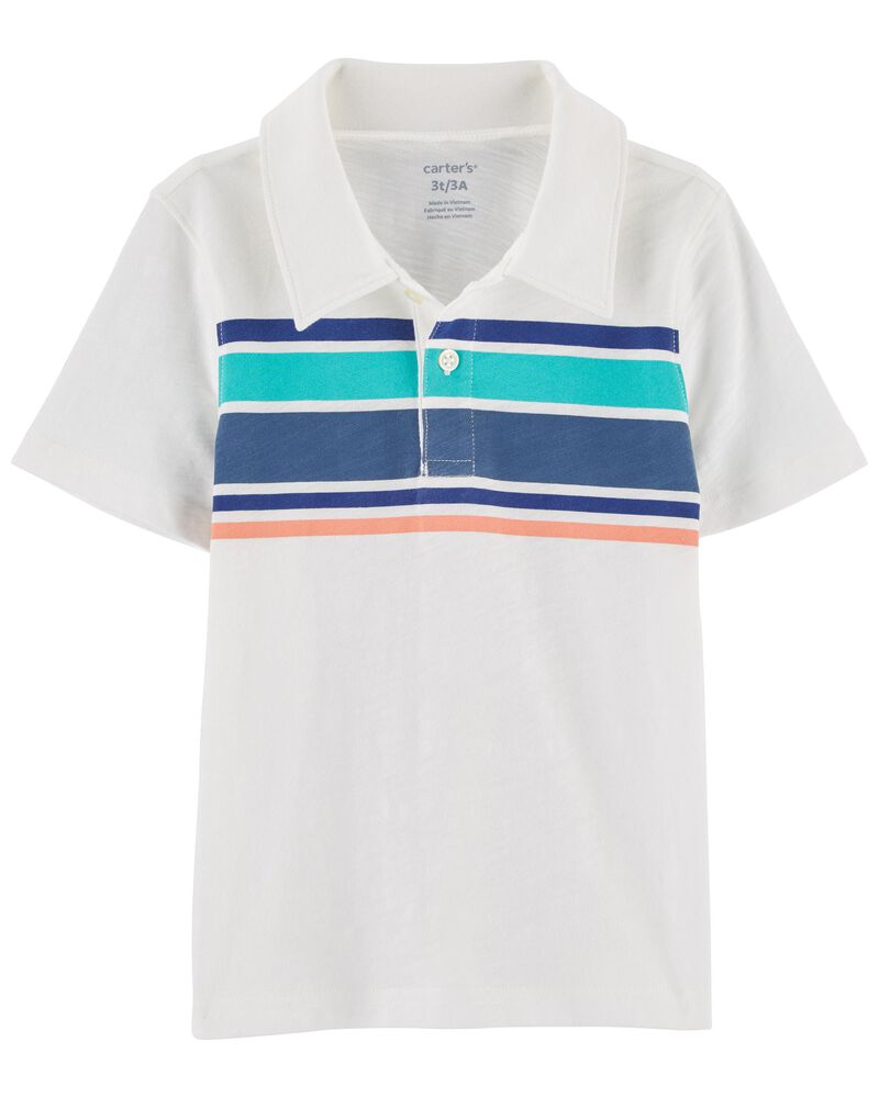 Baby White Striped Jersey Polo | carters.com