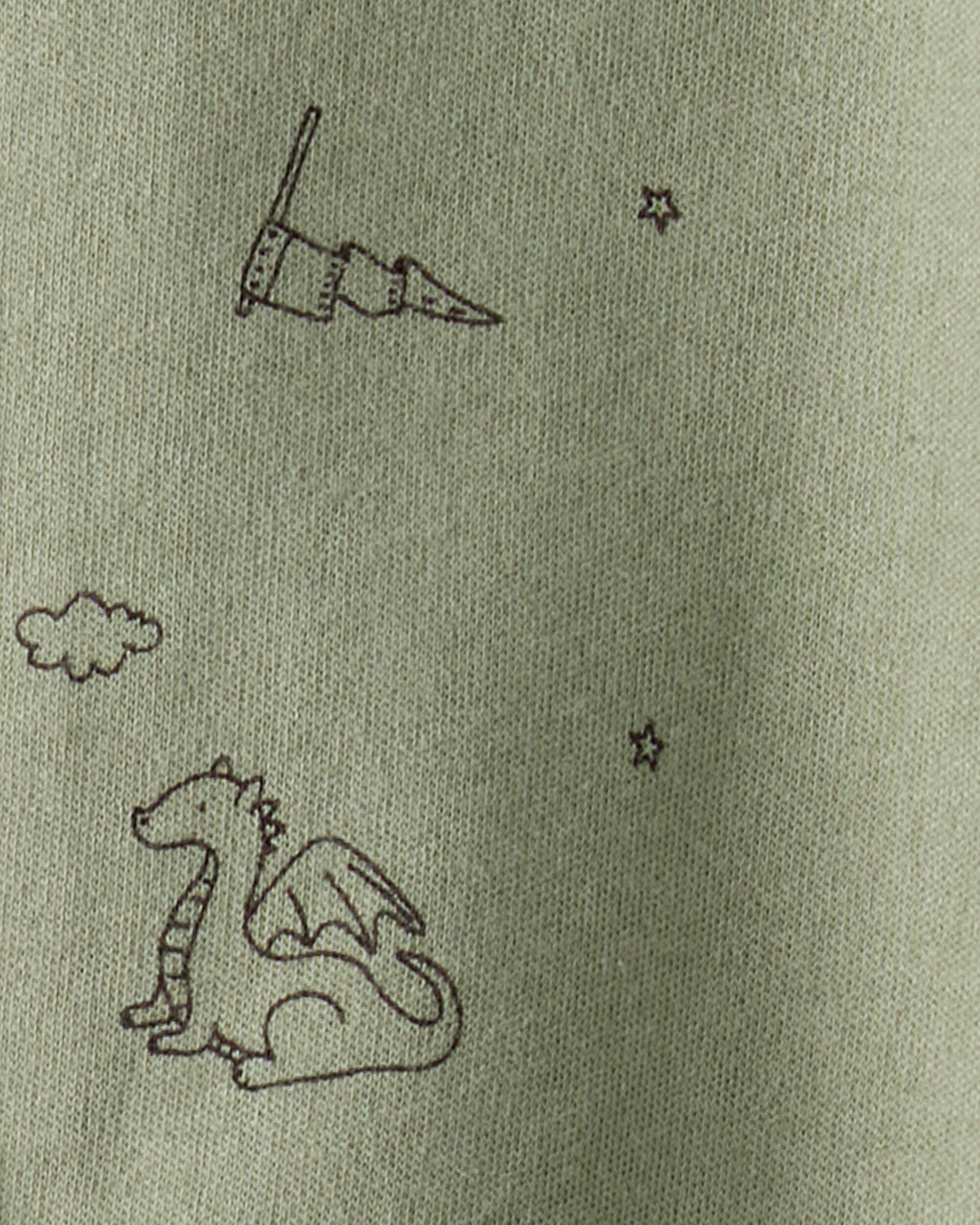 Baby Boy Dragon Print 100% Cotton Long-Sleeve Sleep & Play - Green
