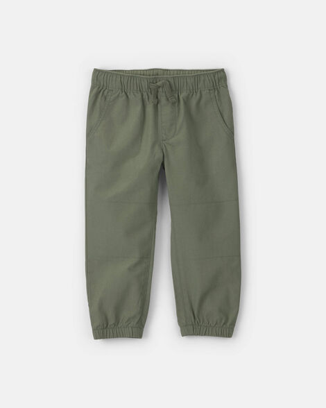 toddler boy canvas joggers - olive green