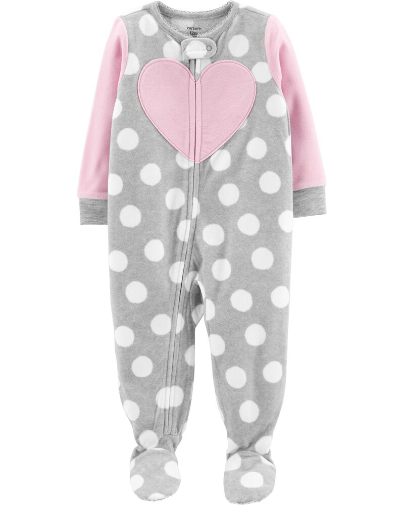 1 Piece Heart Fleece Footie Pjs Carters Com