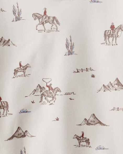 Kid French Terry Sweatshirt Made with Organic Cotton in Western Rodeo Print