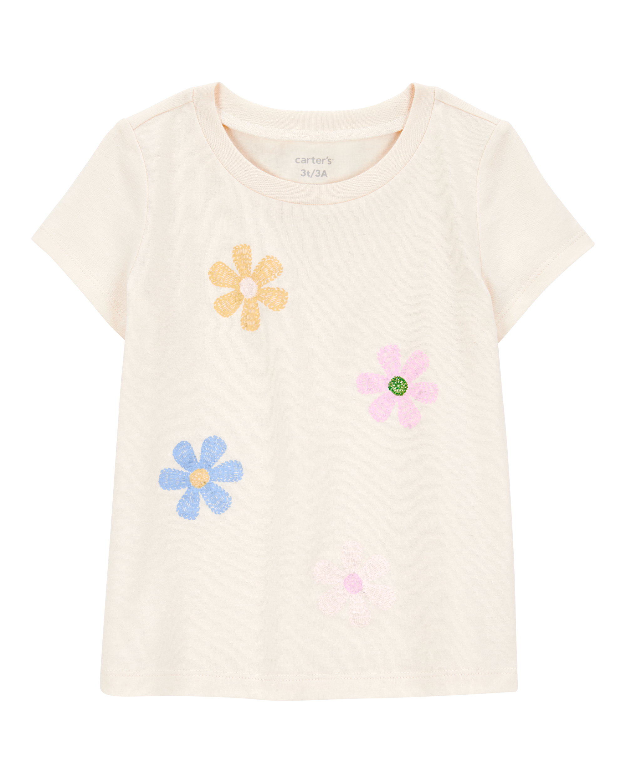 Toddler Girl Flower Short-Sleeve Graphic Tee - Cream