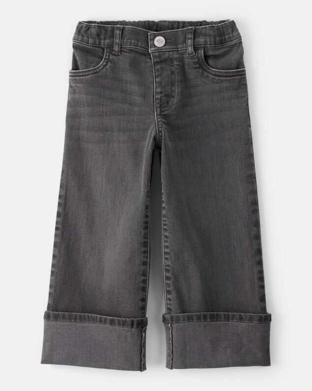 Product image 1 of Toddler Girl Denim Wide-Leg Cuff Jeans - Grey