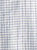 Blue - Baby Girl Organic Cotton Checkered-Print Shortalls, Selected