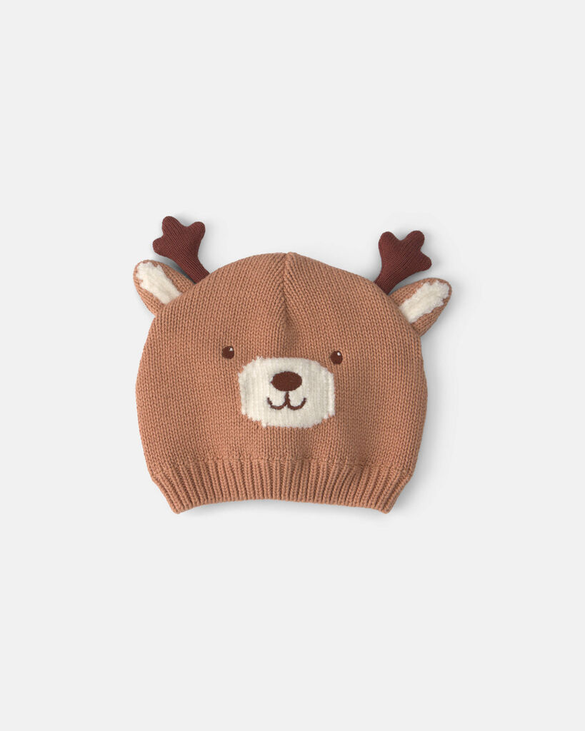 Carter's Baby Boys' or Baby Girls' Reindeer Fair Isle Beanie - Brown