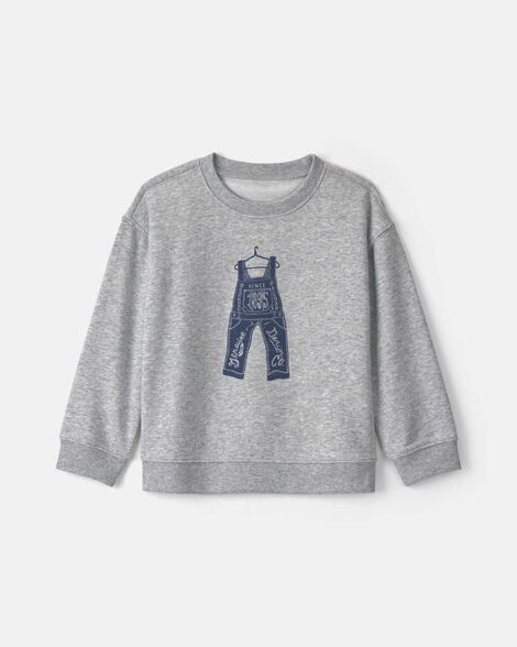 Boys Overall French Terry Sweater - Grey