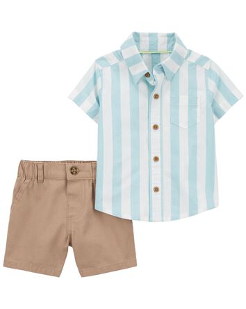 Baby 2-Piece Button-Front Shirt and Chino Shorts Set