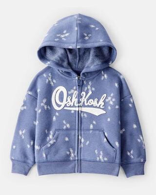 Product image 1 of Baby Heart Print OshKosh French Terry Logo Zip Jacket - Blue