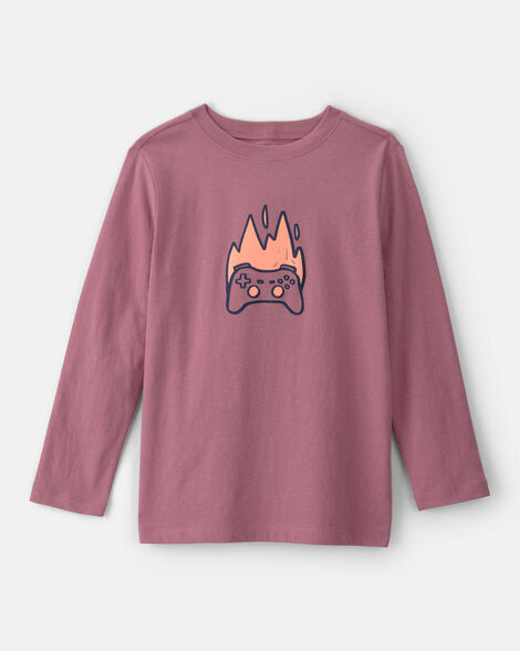 boys game controller long-sleeve graphic tee - red