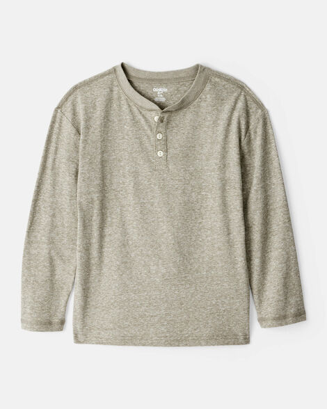 Boys Long Sleeve Henley - Green