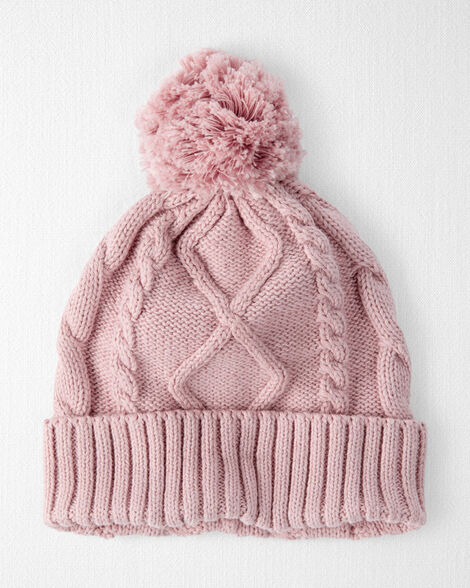 Baby Girl Organic Cotton Cable Knit Hat