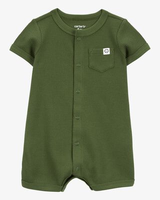 Product image 1 of Baby Waffle Knit Short-Sleeve Romper - Green