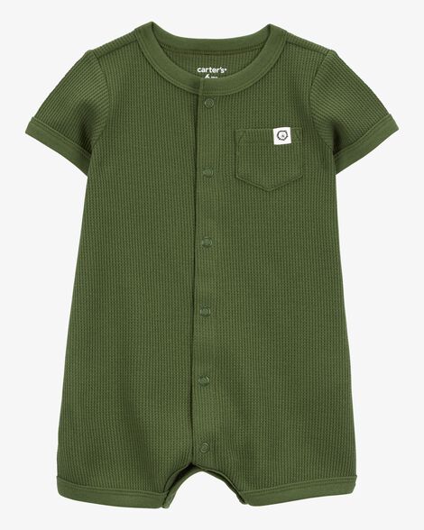  Product image 1 of Baby Waffle Knit Short-Sleeve Romper - Green