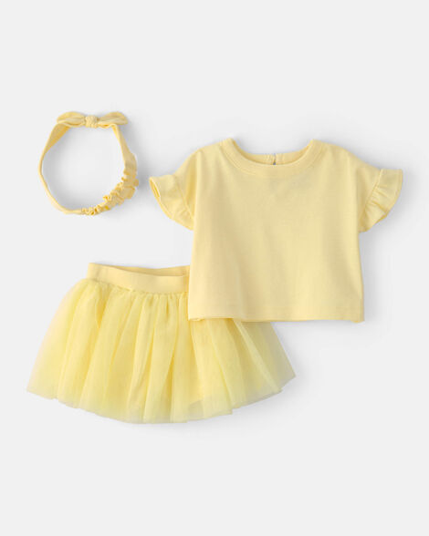 baby girl 2-piece top & skirt set - yellow