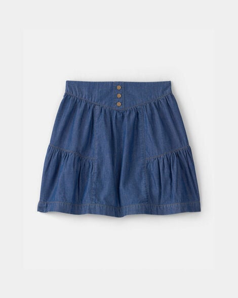 Girls Chambray Skirt - Dark Wash