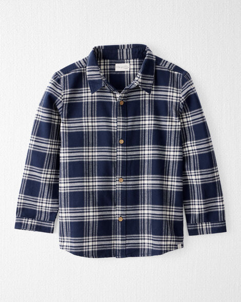Kid Organic Cotton Button-Front Flannel Shirt