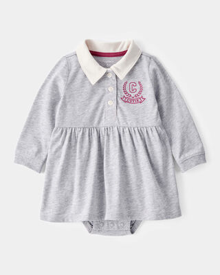Product image 1 of Baby Varsity Polo Bodysuit Dress - Grey