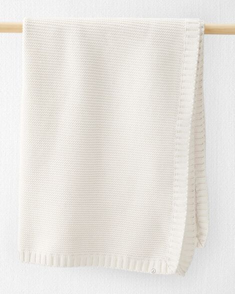 Baby Organic Cotton Signature Stitch Blanket in Cream