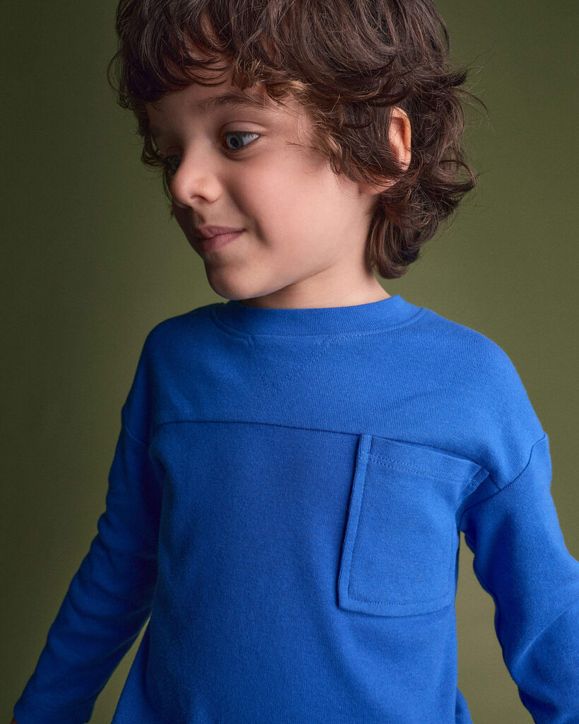 Otter Avenue Toddler Ribbed Long-Sleeve Pocket Tee 12M Royal Blue