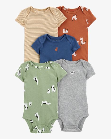 Product image 1 of Baby 5-Pack Animal Print Short Sleeve Bodysuits