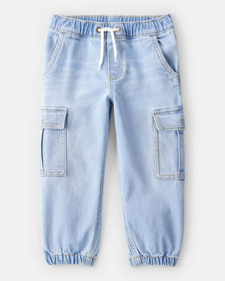 Product image 1 of Toddler Boy Mid-Rise Denim Cargo Joggers - Blue