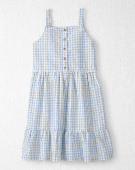 Girls Seersucker Dress Made with Organic Cotton