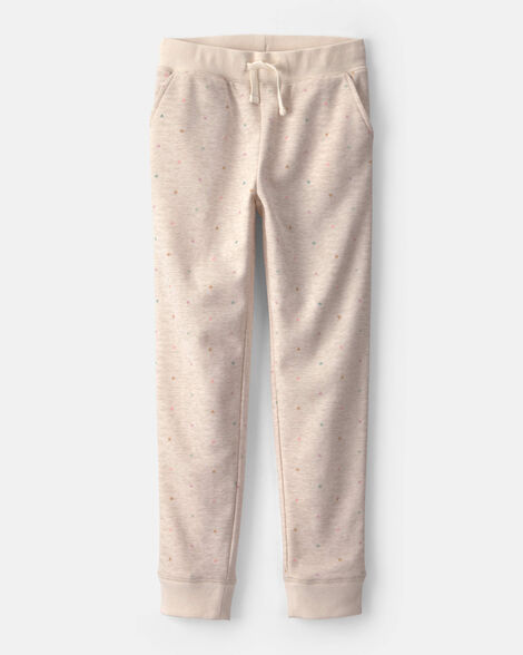 Girls Heart Drawstring Knit Joggers - Cream