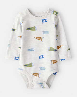 Product image 1 of Baby Boy Football Print Long-Sleeve Fashion Bodysuit - Grey